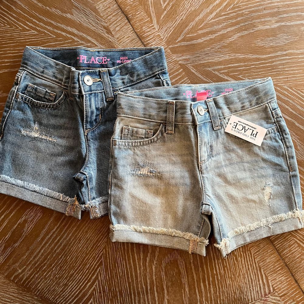 NEW The Children's Place Midi  Denim Adjustable Waist Shorts 2 Pack Girls size 4